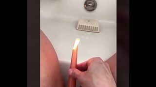 curvy MILF Masturbates with candle
