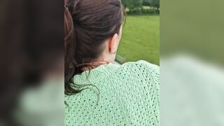 sultry German slut fucks outdoors and gets a creampie in the pussy